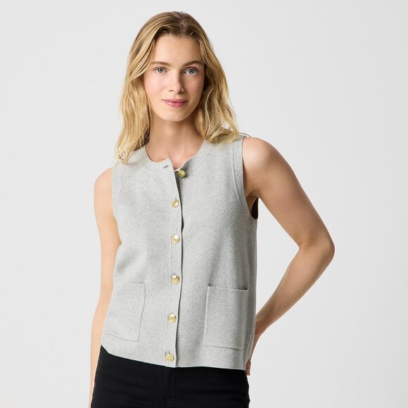 NWT J.Crew Factory Button-up Sweater-Vest - Picture 1 of 7